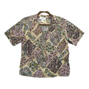 Vintage Truffles by YB Womens Animal Print / Geometric Blouse Size 8 Made in USA